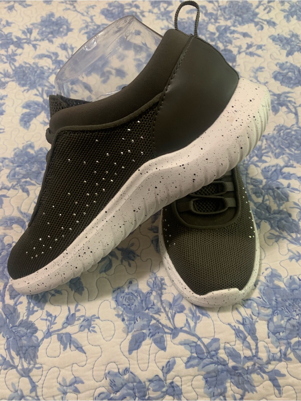 Clarks Women's Black Slip-On Knit Sneakers with White Speckled Sole